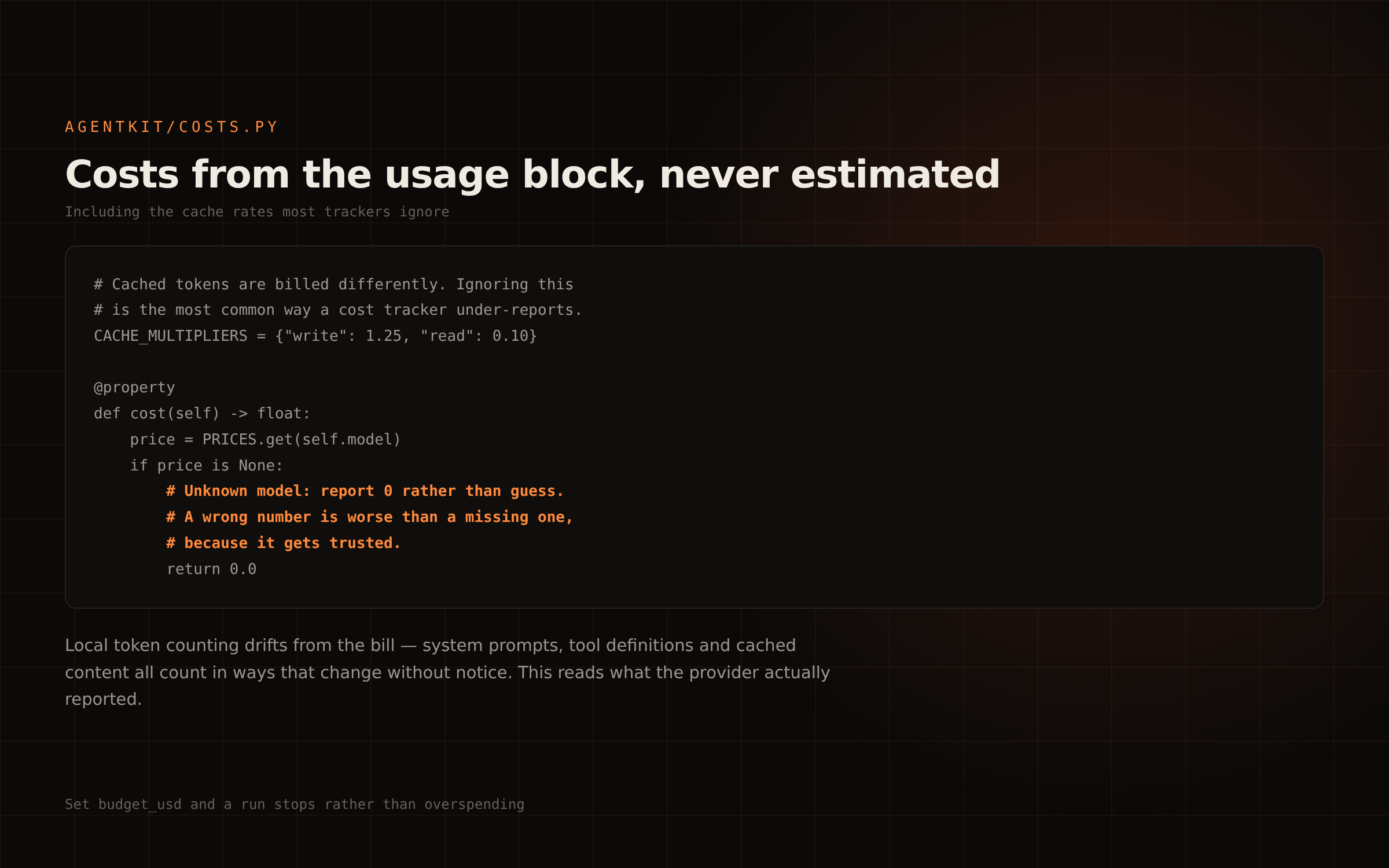 costs.py showing cache multipliers and returning zero for an unknown model