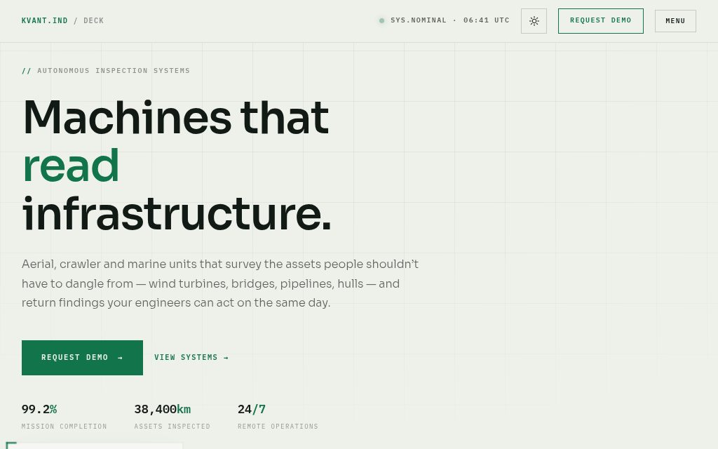 Opening screen of template 03 — KVANT