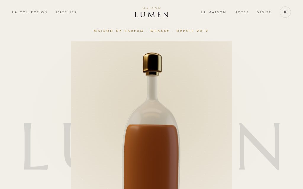 Opening screen of template 04 — Maison Lumen