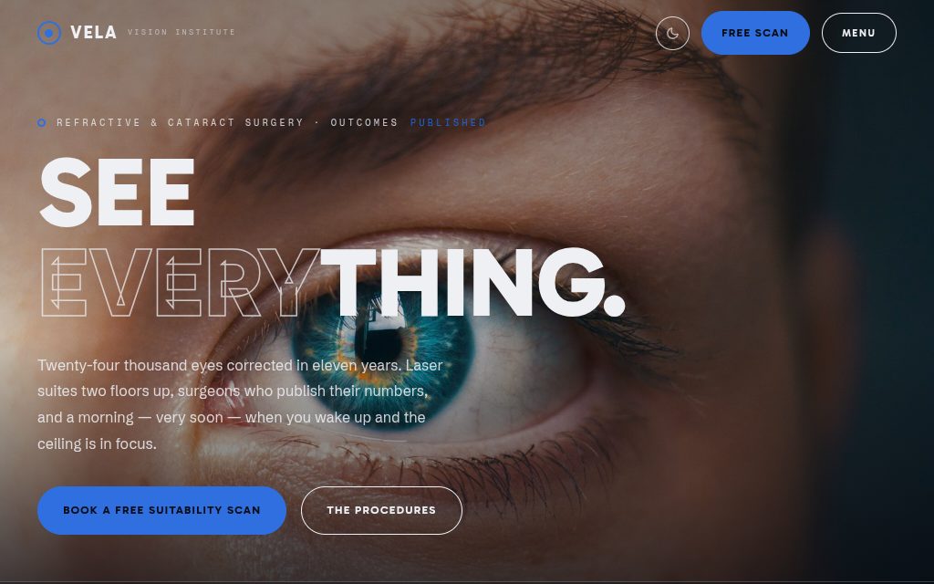 Opening screen of template 12 — VELA