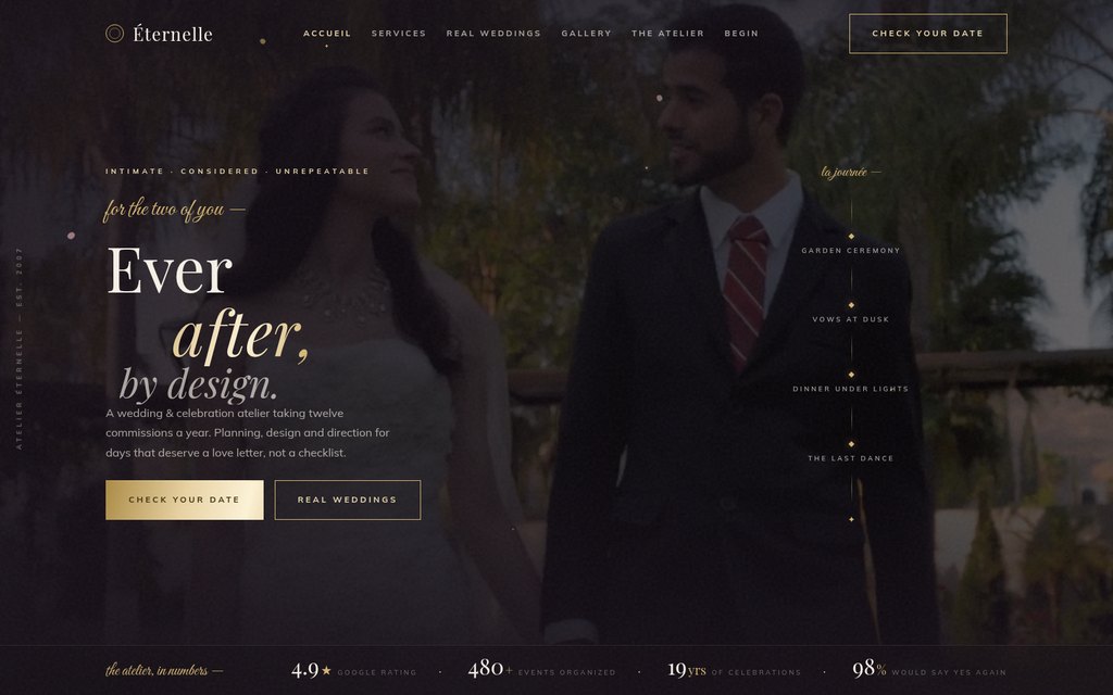Opening screen of template 15 — Éternelle