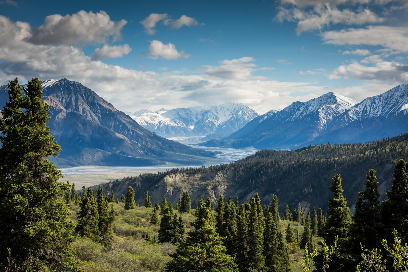 A mountain lake and peaks