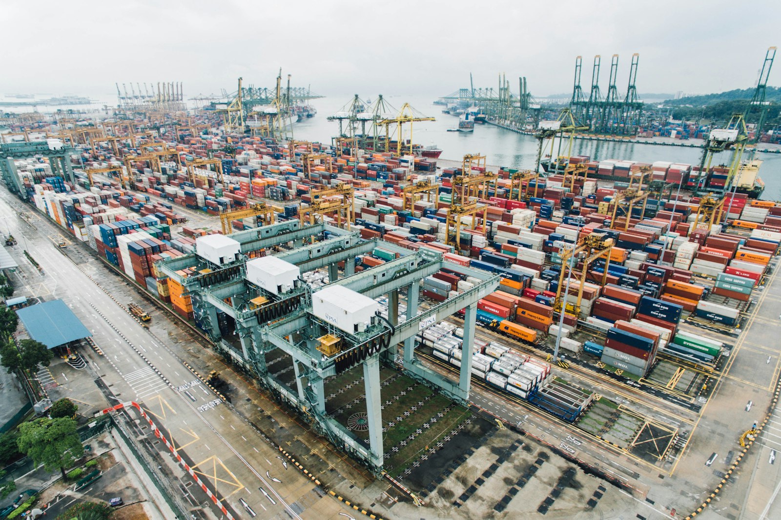 Aerial view of container terminal