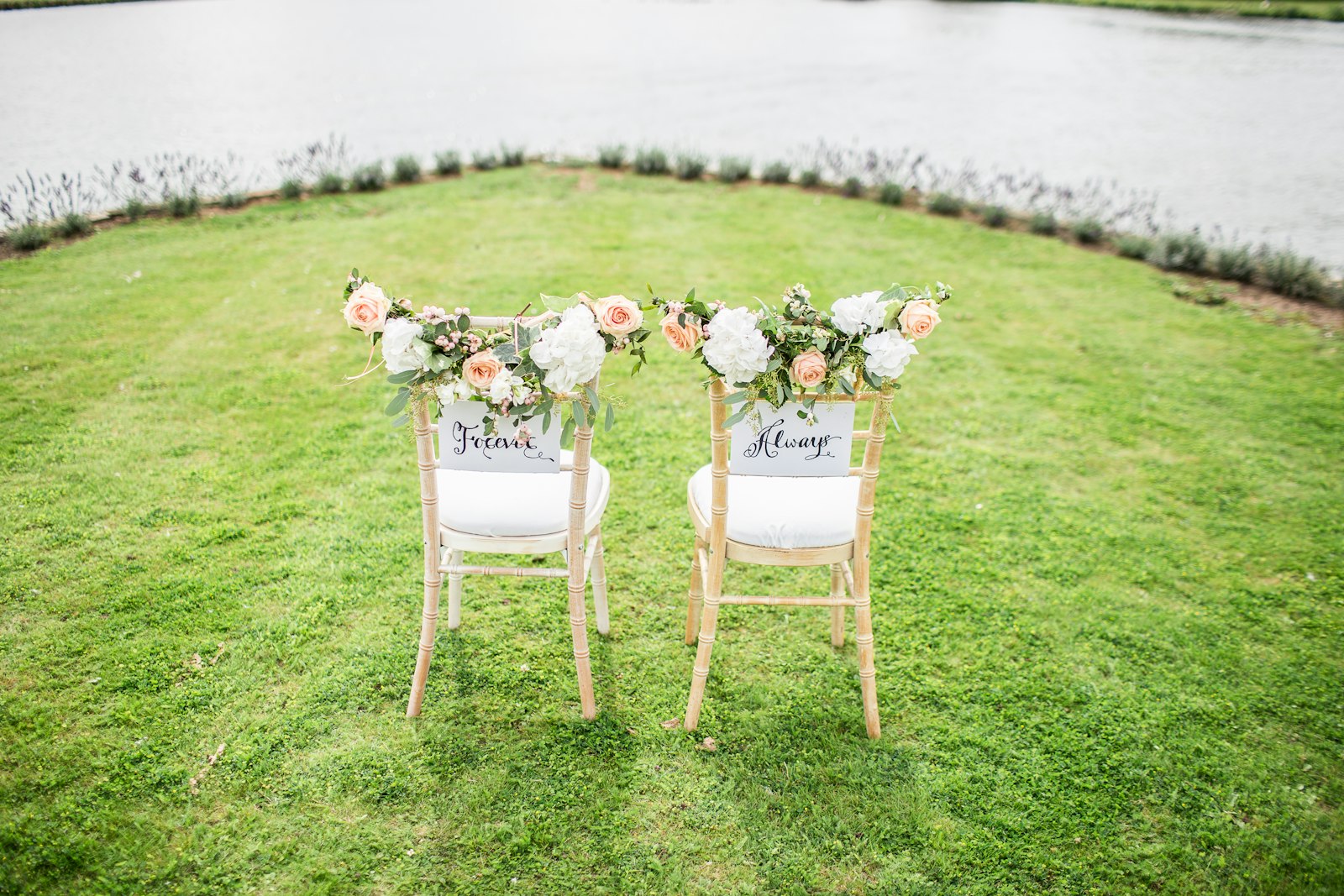 Mr and Mrs chairs on the lawn