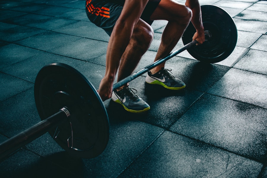 Barbell deadlift close-up